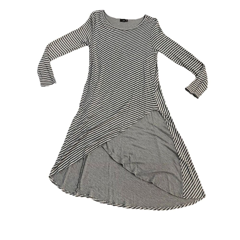 Lisa Bayne Midi Dress XL Layered Stripes Asymmetric Made In USA